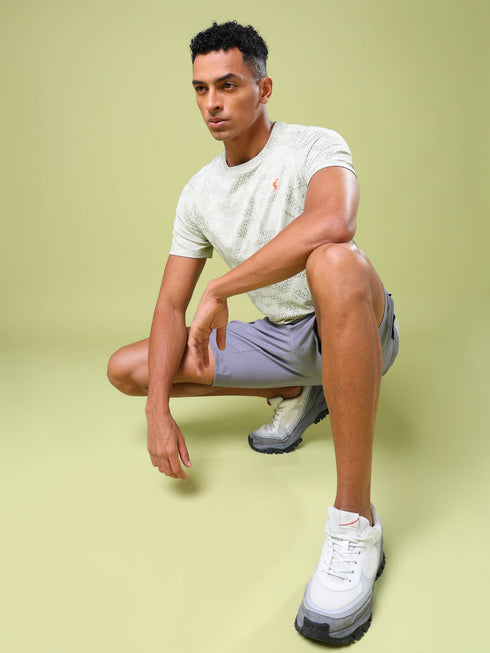 Men Jacquard Slim Fit Crew Neck T-shirt with DOUBLE COOL