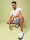 Men Jacquard Slim Fit Crew Neck T-shirt with DOUBLE COOL