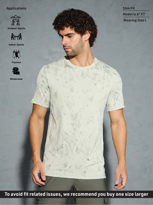 Men Jacquard Slim Fit Crew Neck T-shirt with DOUBLE COOL