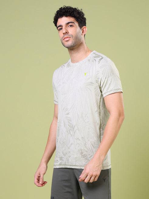 Men Jacquard Slim Fit Crew Neck T-shirt with DOUBLE COOL