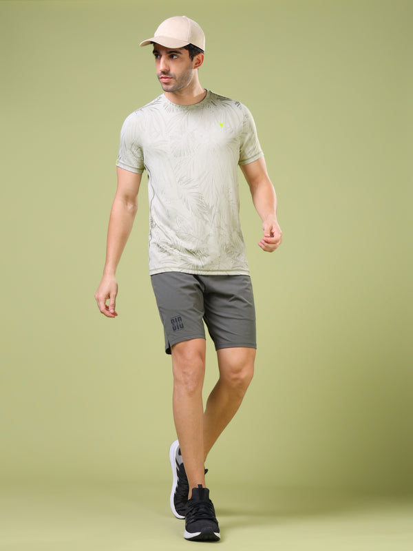 Men Jacquard Slim Fit Crew Neck T-shirt with DOUBLE COOL