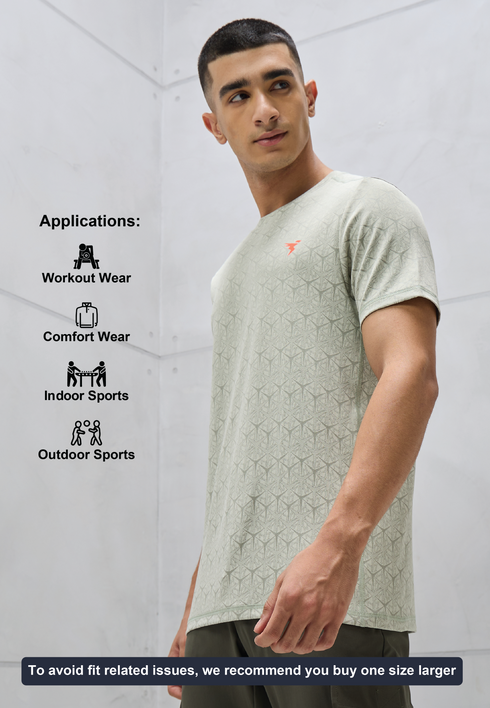 Men Jacquard Slim Fit Crew Neck T-shirt with DOUBLE COOL