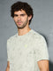 Men Jacquard Slim Fit Crew Neck T-shirt with DOUBLE COOL