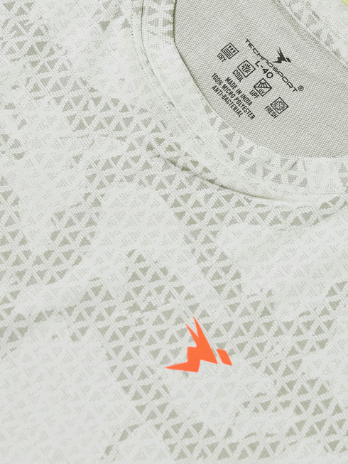 Men Jacquard Slim Fit Crew Neck T-shirt with DOUBLE COOL