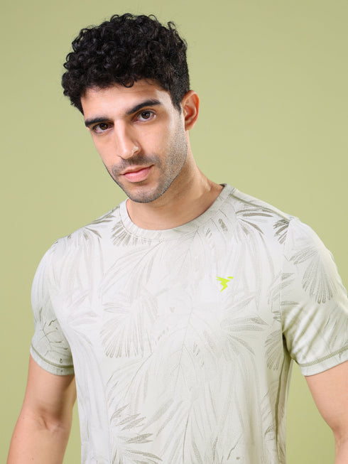 Men Jacquard Slim Fit Crew Neck T-shirt with DOUBLE COOL