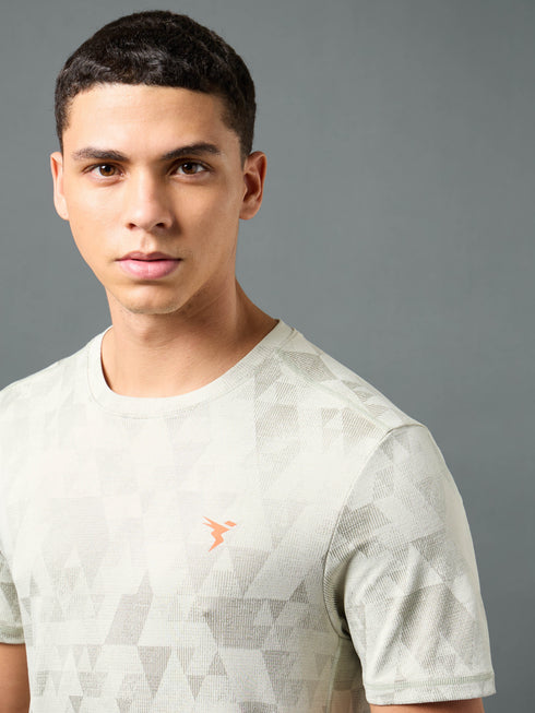 Men Jacquard Slim Fit Crew Neck T-shirt with DOUBLE COOL