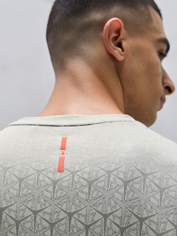 Men Jacquard Slim Fit Crew Neck T-shirt with DOUBLE COOL