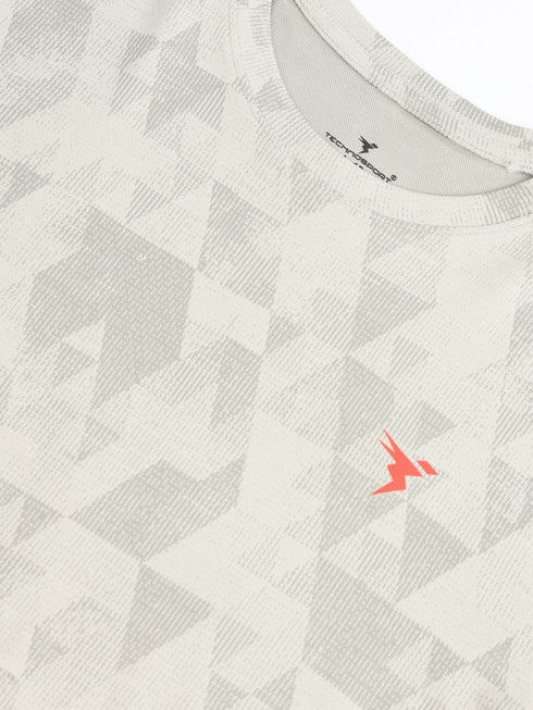 Men Jacquard Slim Fit Crew Neck T-shirt with DOUBLE COOL