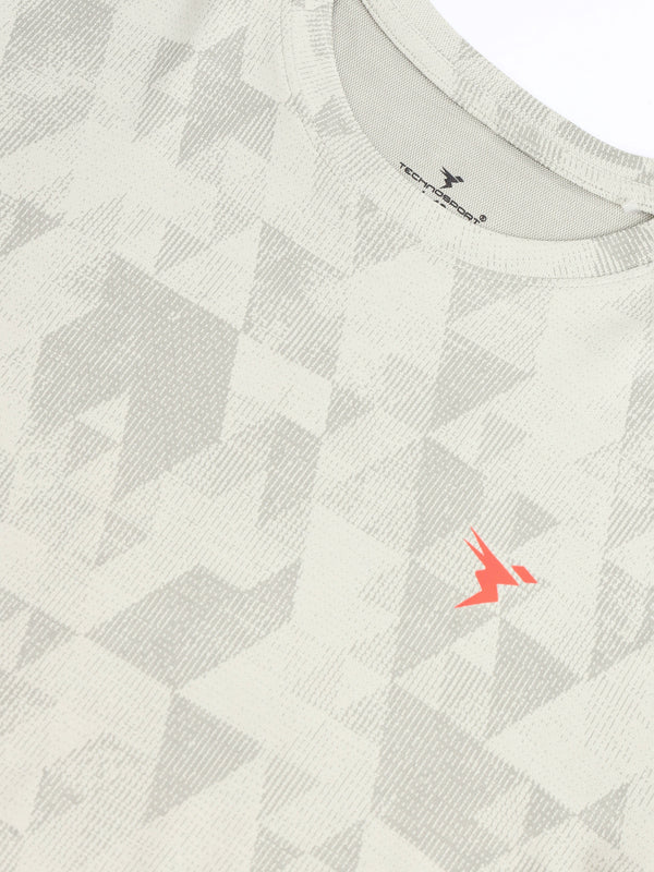 Men Jacquard Slim Fit Crew Neck T-shirt with DOUBLE COOL