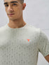 Men Jacquard Slim Fit Crew Neck T-shirt with DOUBLE COOL