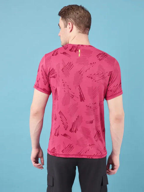 Men Jacquard Slim Fit Crew Neck T-shirt with DOUBLE COOL