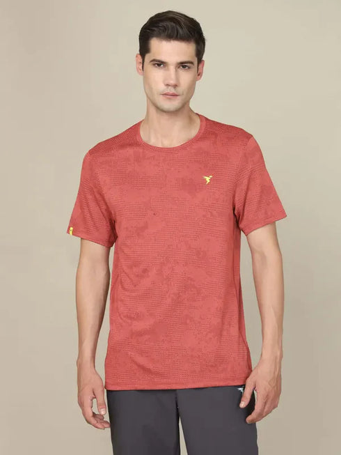 Men Jacquard Slim Fit Crew Neck T-shirt with DOUBLE COOL