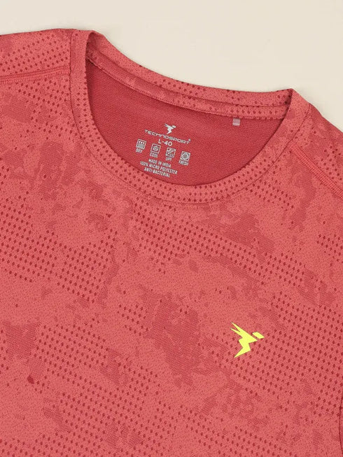 Men Jacquard Slim Fit Crew Neck T-shirt with DOUBLE COOL