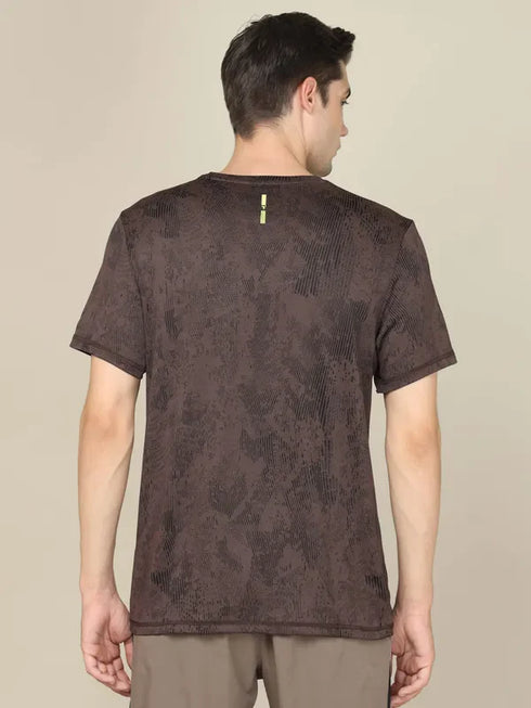 Men Jacquard Slim Fit Crew Neck T-shirt with DOUBLE COOL