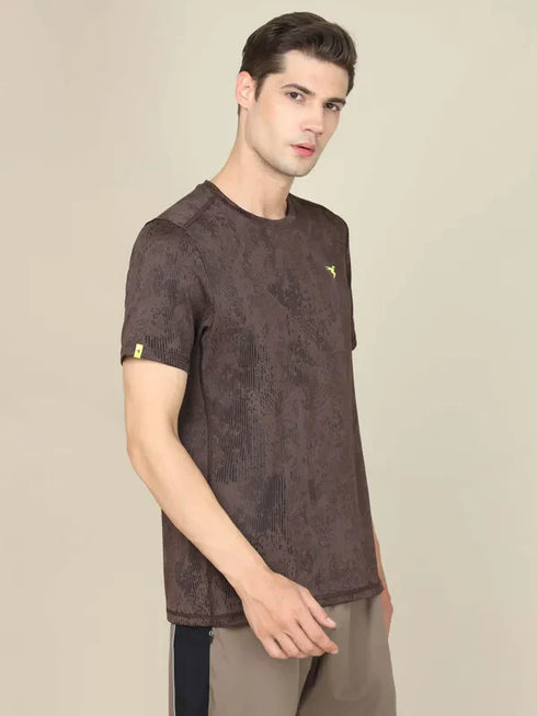 Men Jacquard Slim Fit Crew Neck T-shirt with DOUBLE COOL