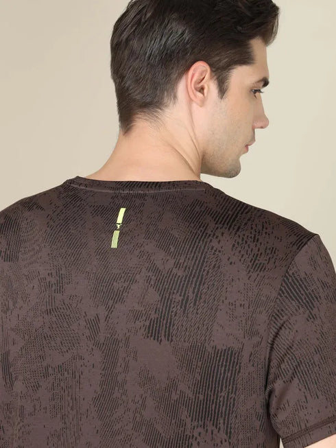 Men Jacquard Slim Fit Crew Neck T-shirt with DOUBLE COOL