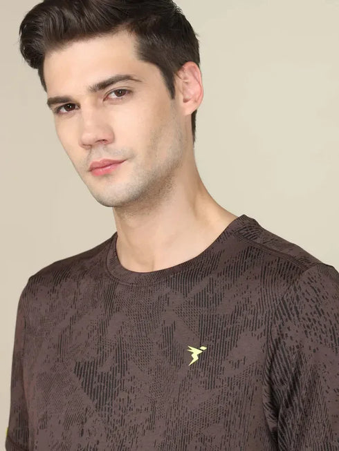Men Jacquard Slim Fit Crew Neck T-shirt with DOUBLE COOL