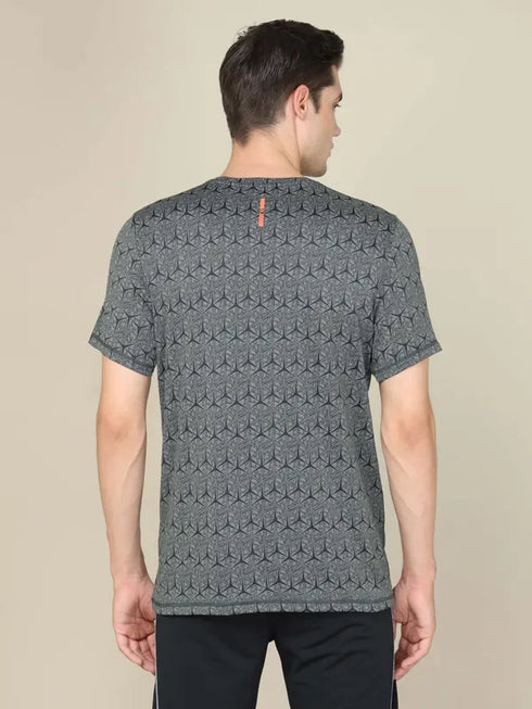 Men Jacquard Slim Fit Crew Neck T-shirt with DOUBLE COOL