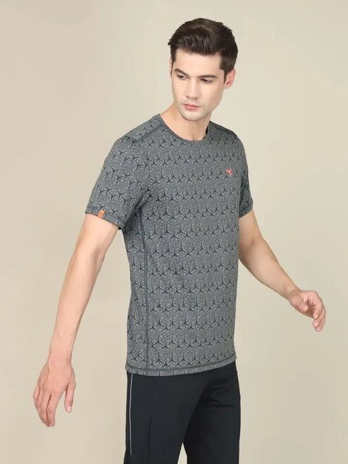 Men Jacquard Slim Fit Crew Neck T-shirt with DOUBLE COOL