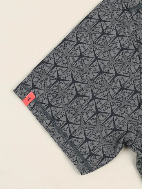 Men Jacquard Slim Fit Crew Neck T-shirt with DOUBLE COOL