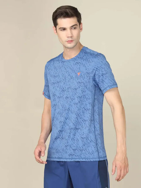 Men Jacquard Slim Fit Crew Neck T-shirt with DOUBLE COOL