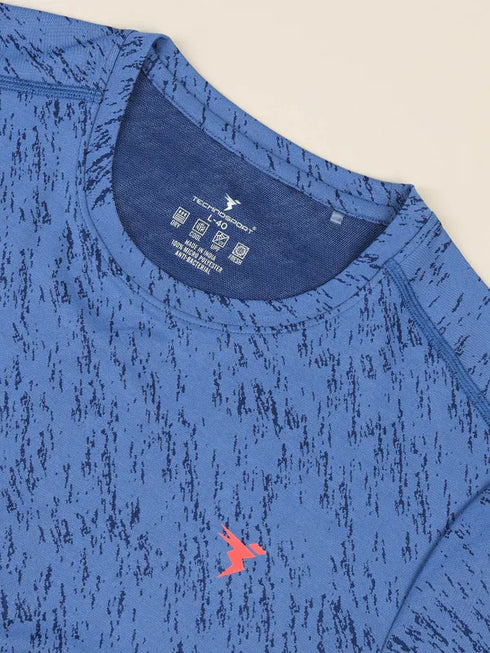 Men Jacquard Slim Fit Crew Neck T-shirt with DOUBLE COOL