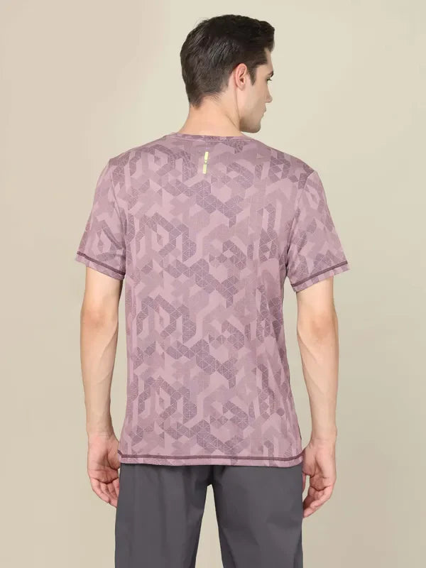 Men Jacquard Slim Fit Crew Neck T-shirt with DOUBLE COOL