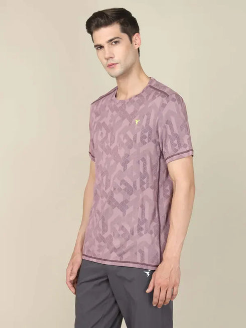 Men Jacquard Slim Fit Crew Neck T-shirt with DOUBLE COOL