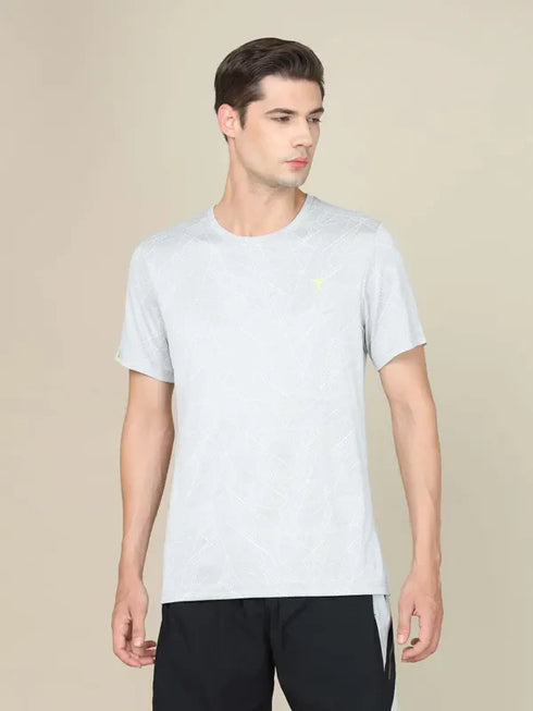 Men Jacquard Slim Fit Crew Neck T-shirt with DOUBLE COOL