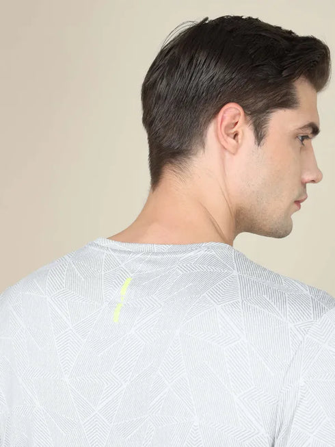 Men Jacquard Slim Fit Crew Neck T-shirt with DOUBLE COOL