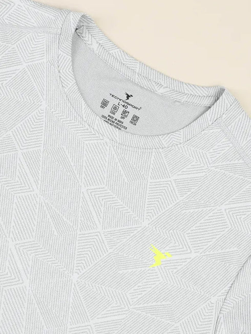 Men Jacquard Slim Fit Crew Neck T-shirt with DOUBLE COOL