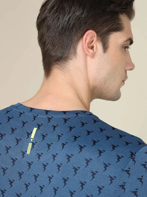 Men Jacquard Slim Fit Crew Neck T-shirt with DOUBLE COOL