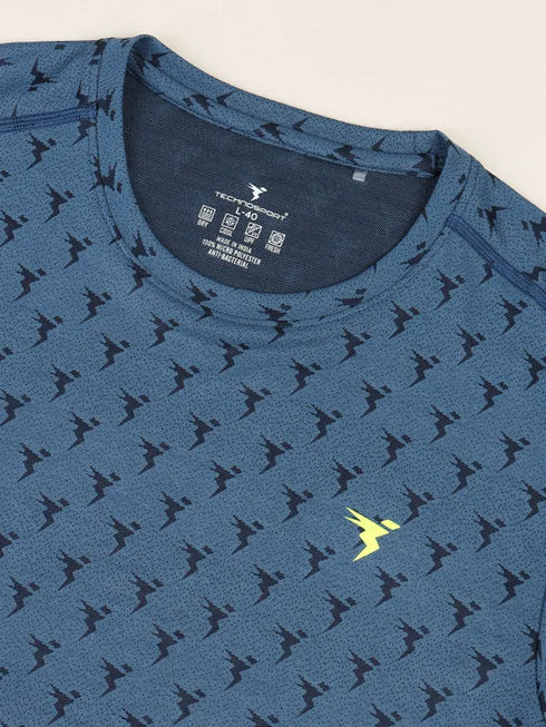 Men Jacquard Slim Fit Crew Neck T-shirt with DOUBLE COOL
