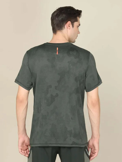 Men Jacquard Slim Fit Crew Neck T-shirt with DOUBLE COOL