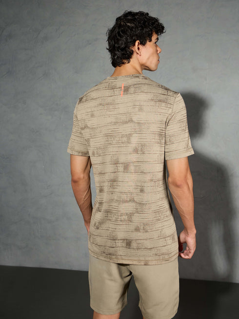 Men Jacquard Slim Fit Crew Neck T-shirt with DOUBLE COOL