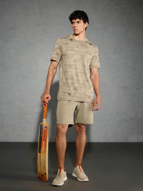 Men Jacquard Slim Fit Crew Neck T-shirt with DOUBLE COOL
