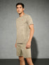 Men Jacquard Slim Fit Crew Neck T-shirt with DOUBLE COOL
