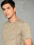 Men Jacquard Slim Fit Crew Neck T-shirt with DOUBLE COOL