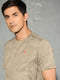 Men Jacquard Slim Fit Crew Neck T-shirt with DOUBLE COOL