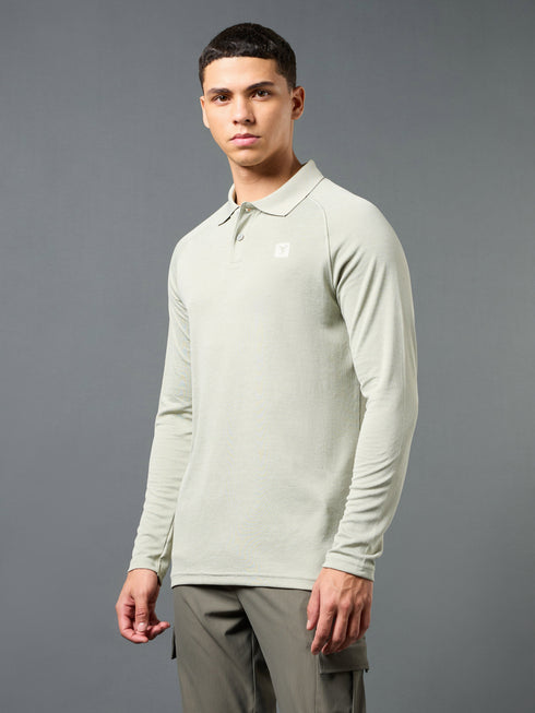 Men Solid Slim Fit Polo T-shirt with DOUBLE COOL