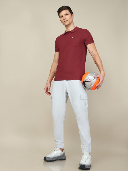 Men Solid Slim Fit Polo T-shirt with MATPIQ