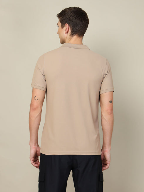 Men Solid Slim Fit Polo T-shirt with MATPIQ