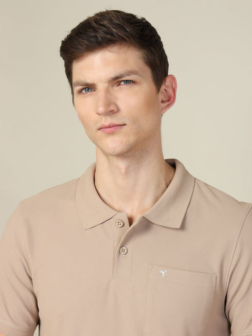 Men Solid Slim Fit Polo T-shirt with MATPIQ