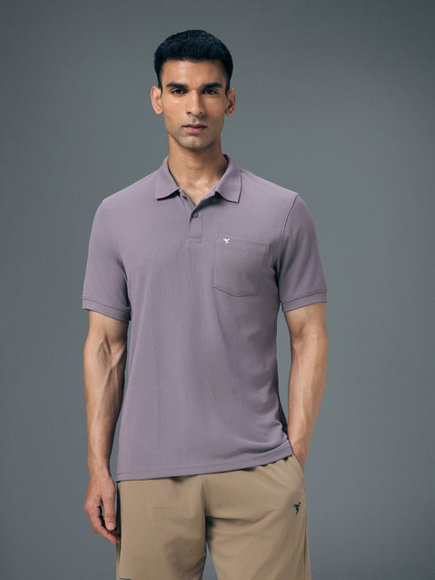 Men Solid Slim Fit Polo T-shirt with MATPIQ