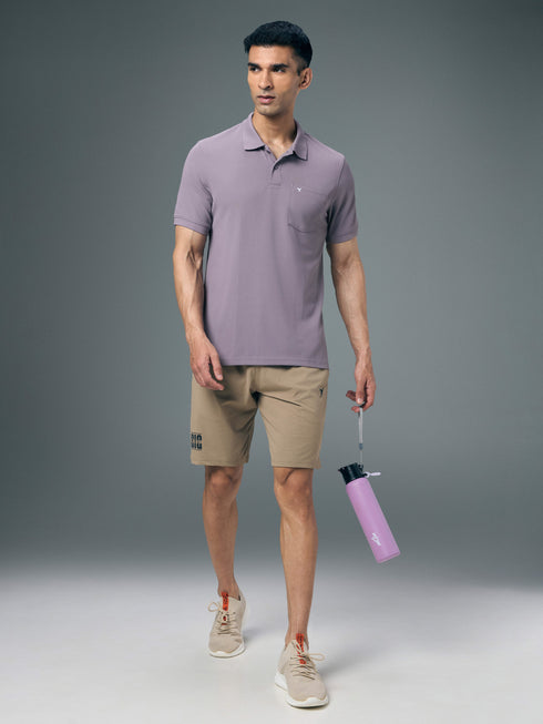 Men Solid Slim Fit Polo T-shirt with MATPIQ