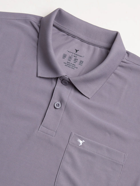 Men Solid Slim Fit Polo T-shirt with MATPIQ