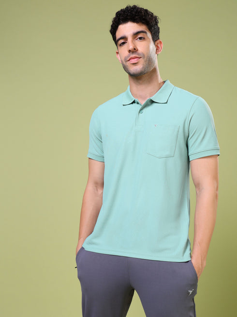 Men Solid Slim Fit Polo T-shirt with MATPIQ