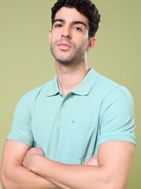 Men Solid Slim Fit Polo T-shirt with MATPIQ