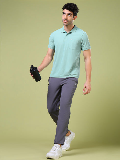 Men Solid Slim Fit Polo T-shirt with MATPIQ