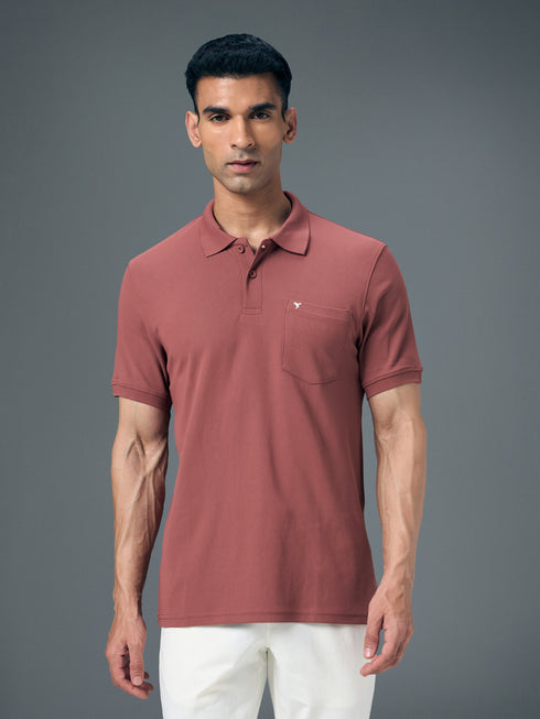 Men Solid Slim Fit Polo T-shirt with MATPIQ